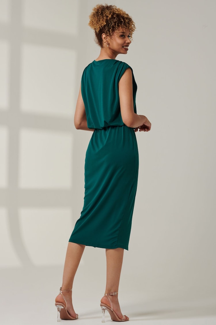 Jolie Moi Green Kira Tiered Draped Bodycon Dress - Image 2 of 5