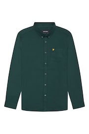 Lyle & Scott Green 100% Cotton Plain Flannel Shirt - Image 5 of 5