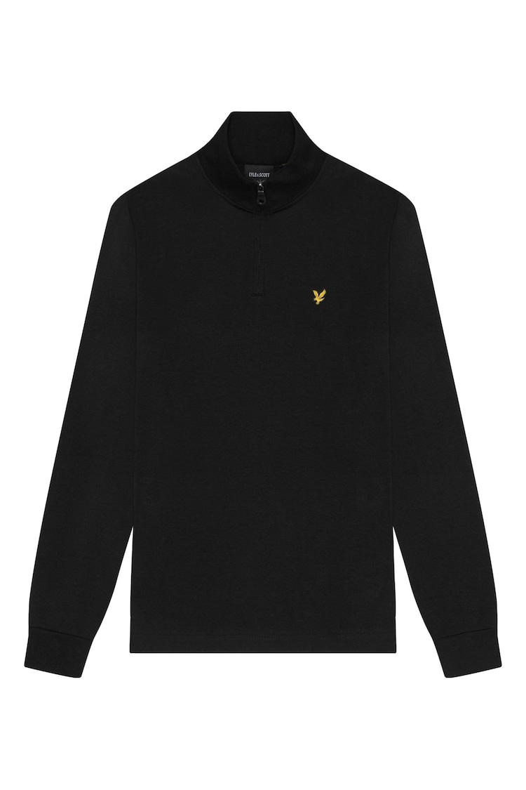 Lyle & Scott Black Interlock Quarter Zip Sweat Top - Image 5 of 5