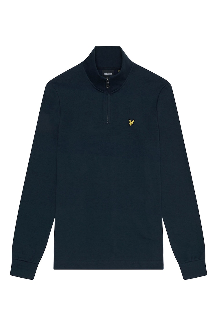 Lyle & Scott Blue Interlock Quarter Zip Sweat Top - Image 5 of 5