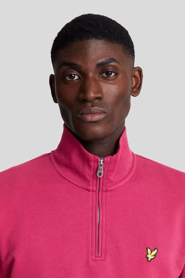 Lyle & Scott Pink 100% Cotton Loopback Quarter Zip Sweatshirt - Image 2 of 5