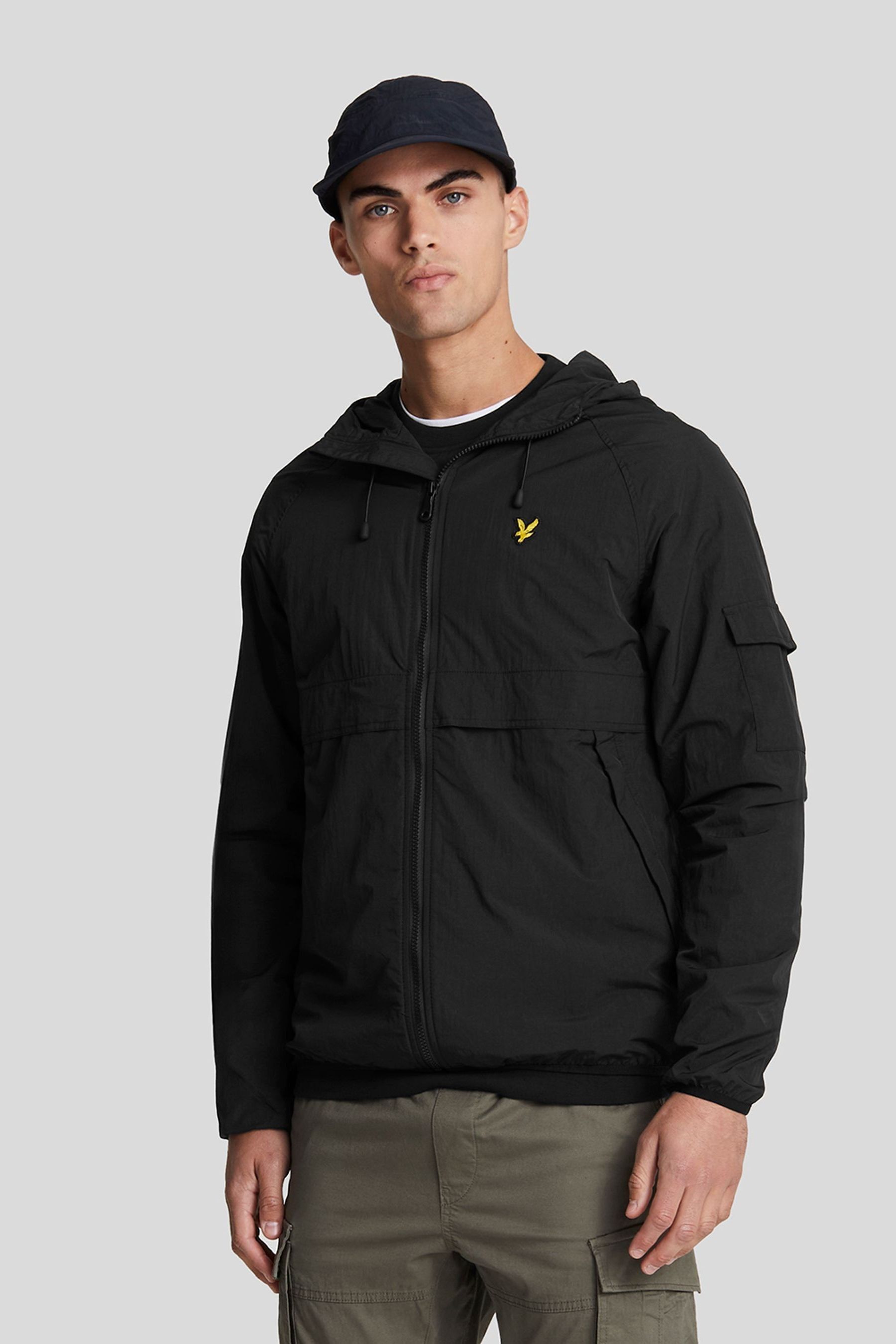 Buy Lyle Scott Black Hooded Windbreaker Jacket from Next Canada