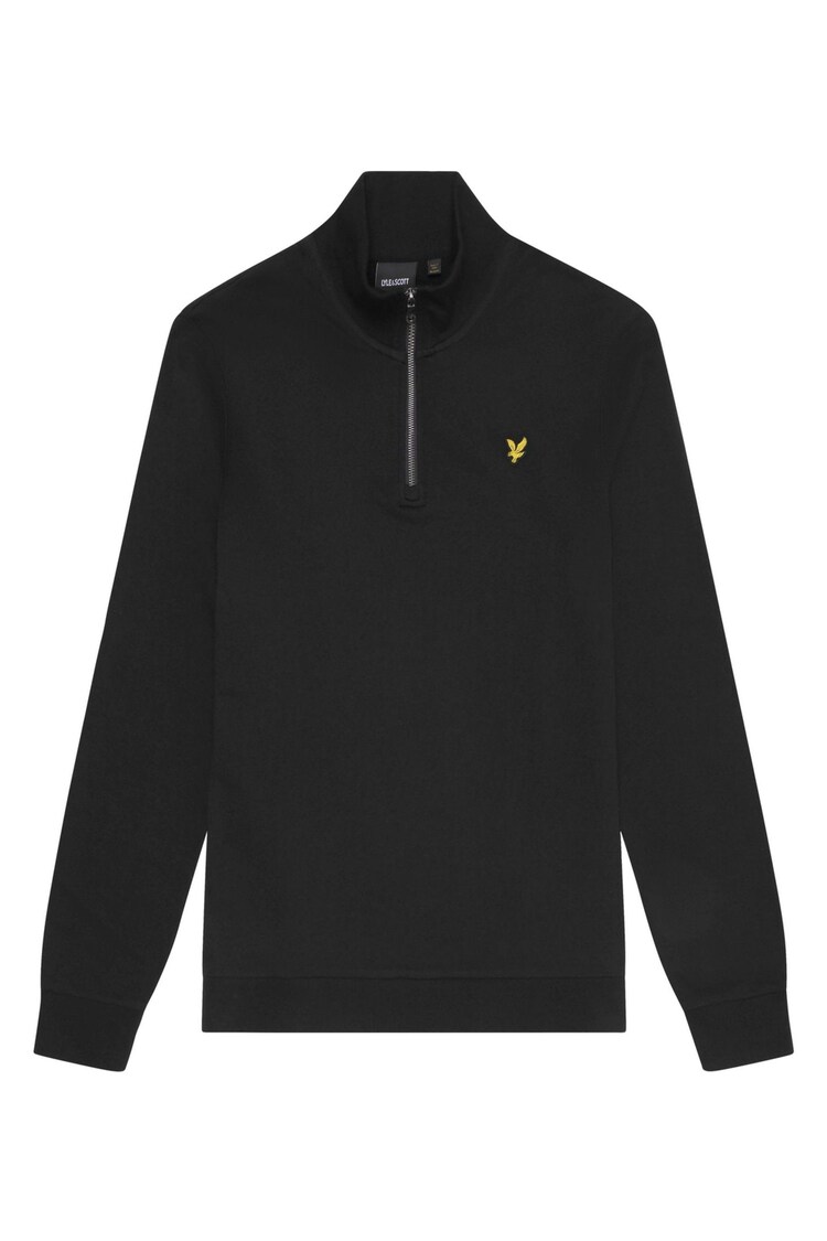 Lyle & Scott Black 100% Cotton Loopback Quarter Zip Sweatshirt - Image 5 of 5