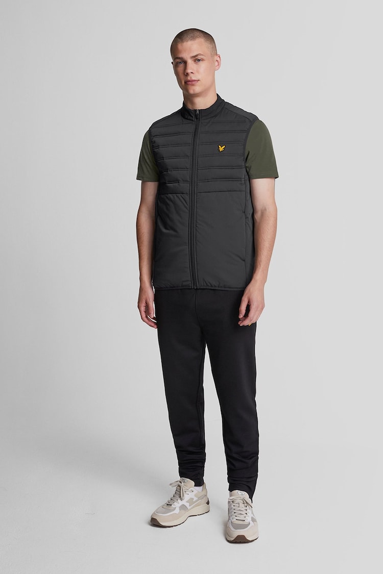 Lyle & Scott Black Hybrid Double Baffle Gilet - Image 2 of 5