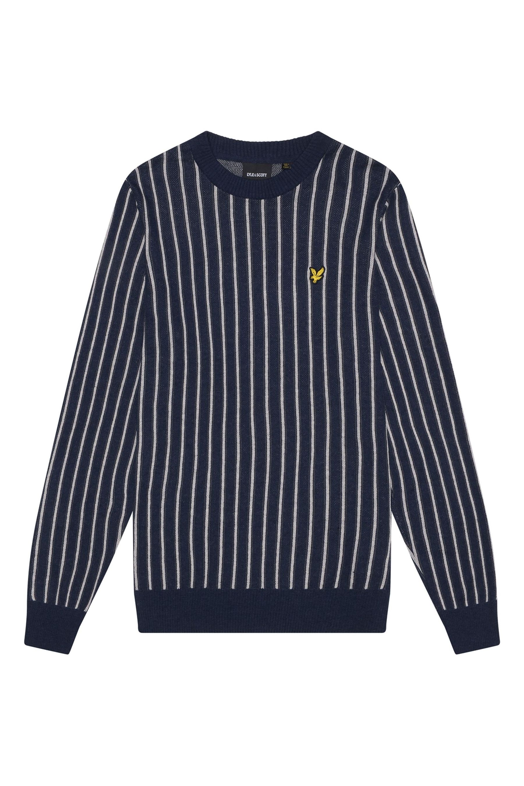 Buy Lyle Scott Blue Vertical Stripe Crew Neck Jumper from Next Luxembourg
