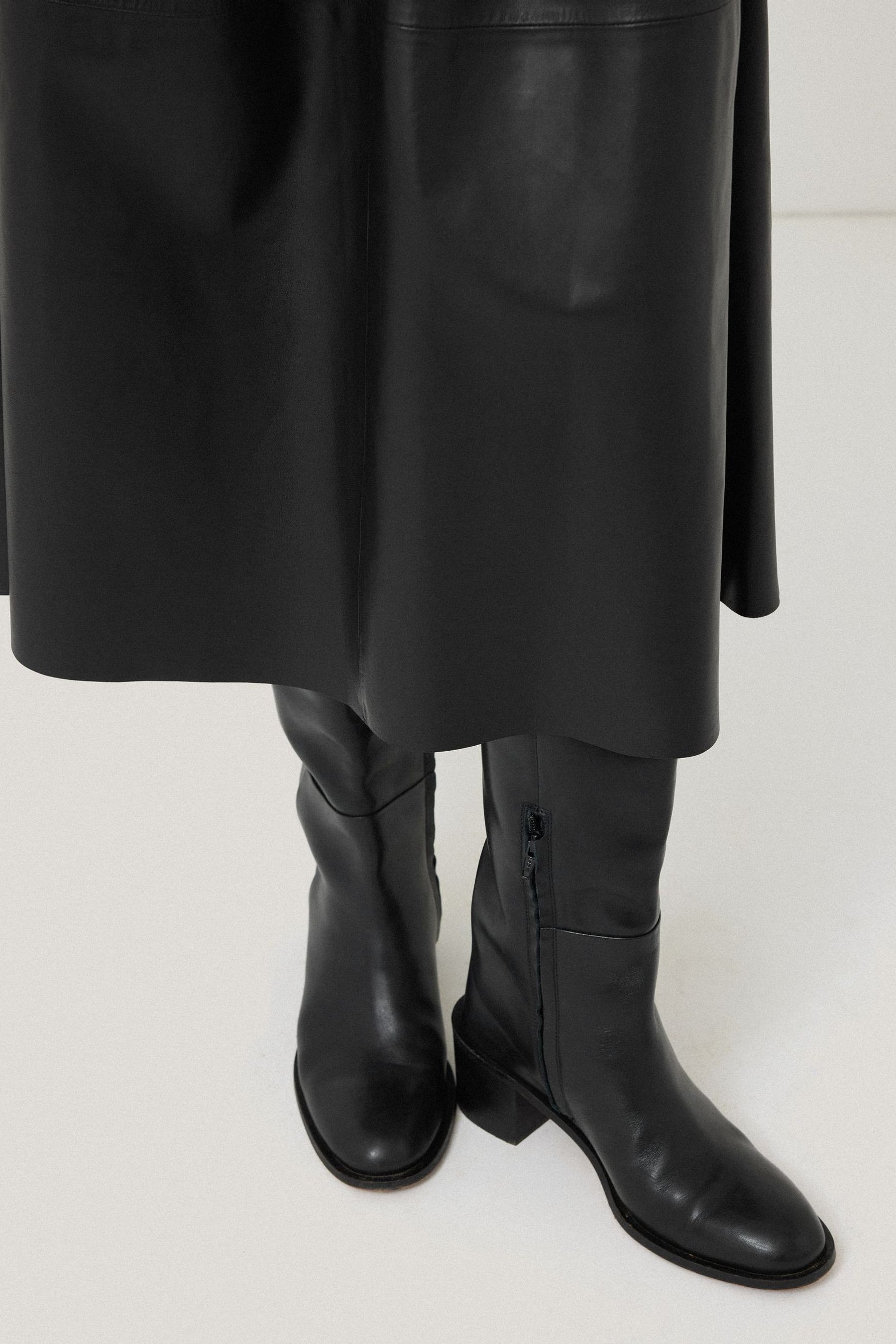 Buy Jigsaw Black Leather Pleat Midi Skirt from the Next UK online shop