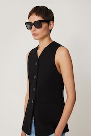 Jigsaw Black Crepe Jersey Waistcoat - Image 4 of 7