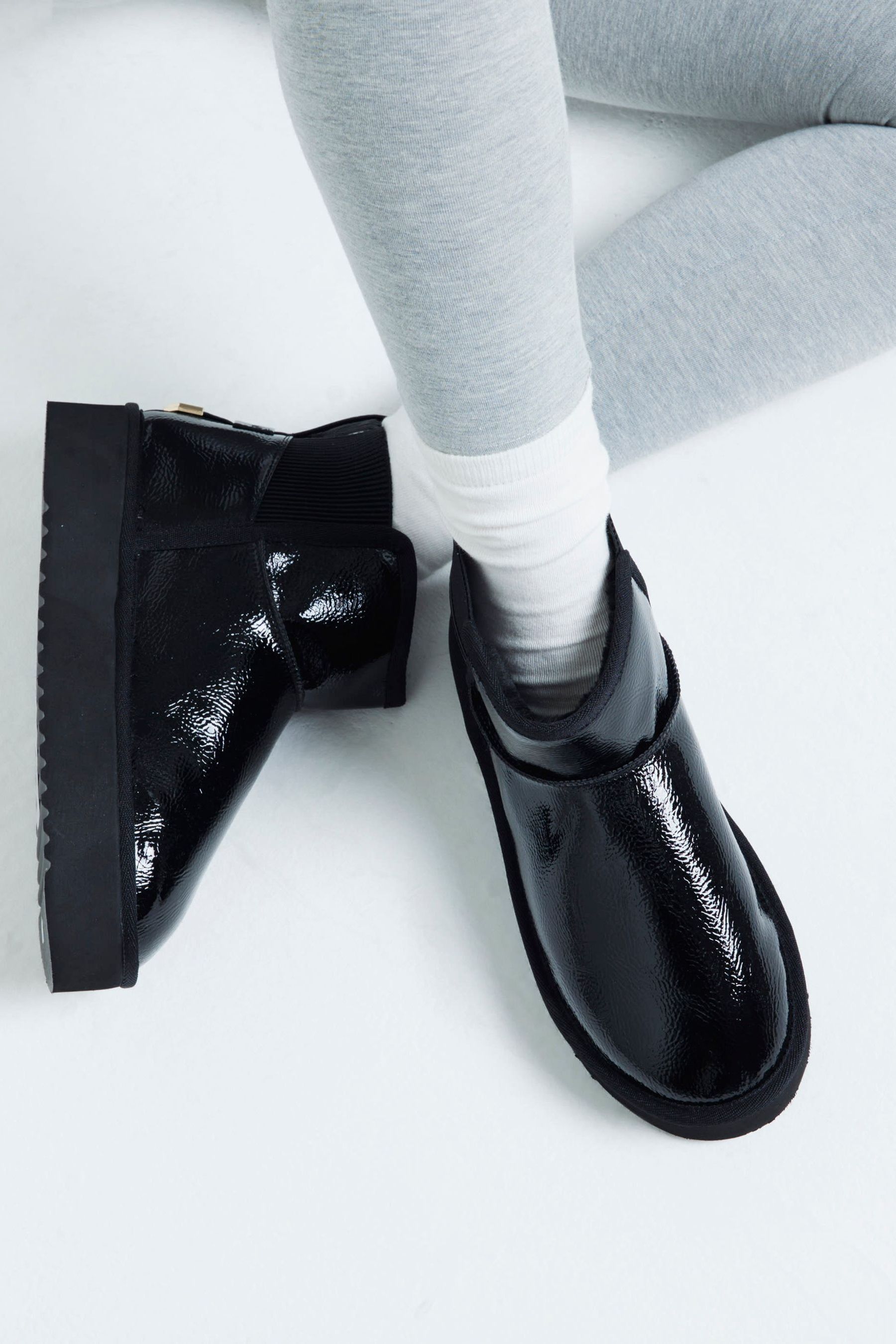 River island black patent ankle boots online