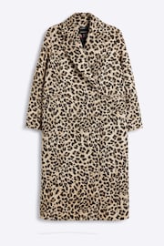 River Island Brown Brown Leopard Longline Coat - Image 5 of 6