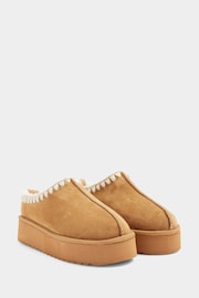 River Island Brown Faux Fur Lined Platform Slippers - Image 2 of 4