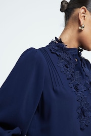 River Island Blue Floral Appliqué Blouse - Image 3 of 5