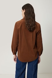 Jigsaw Brown 100% Cotton Corduroy V-Neck Top - Image 5 of 6