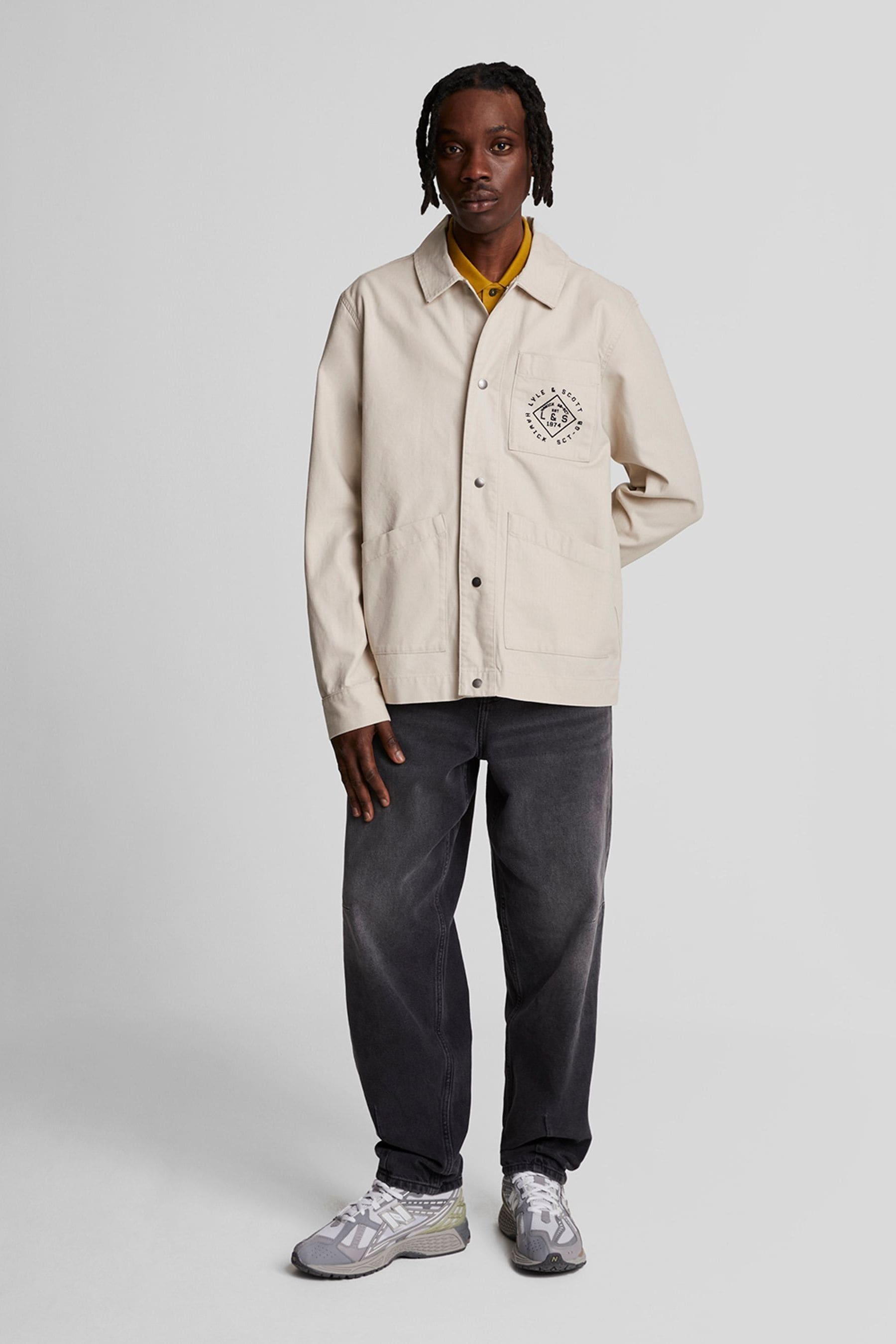 Buy Lyle Scott Cream 100 Cotton Stamped Work Jacket from Next Ireland