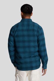 Lyle & Scott Blue 100% Cotton Tonal Check Flannel Shirt - Image 3 of 5