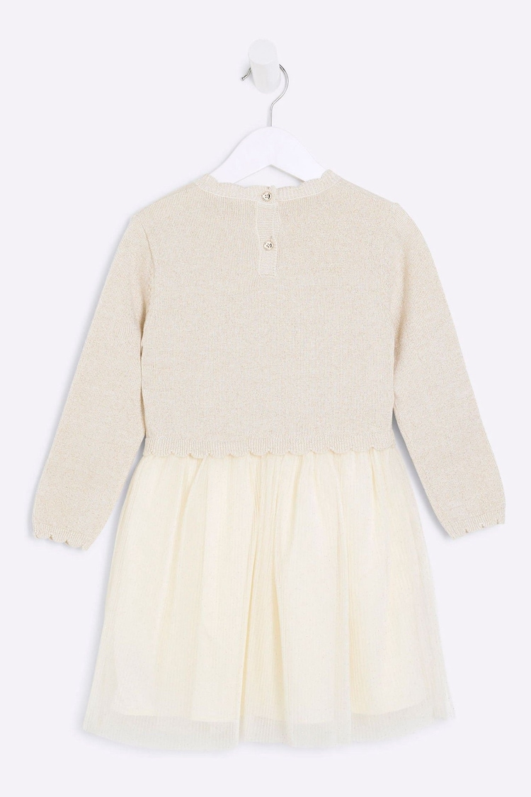 River Island Cream Girls Mesh Tutu 100% Cotton Dress - Image 2 of 3