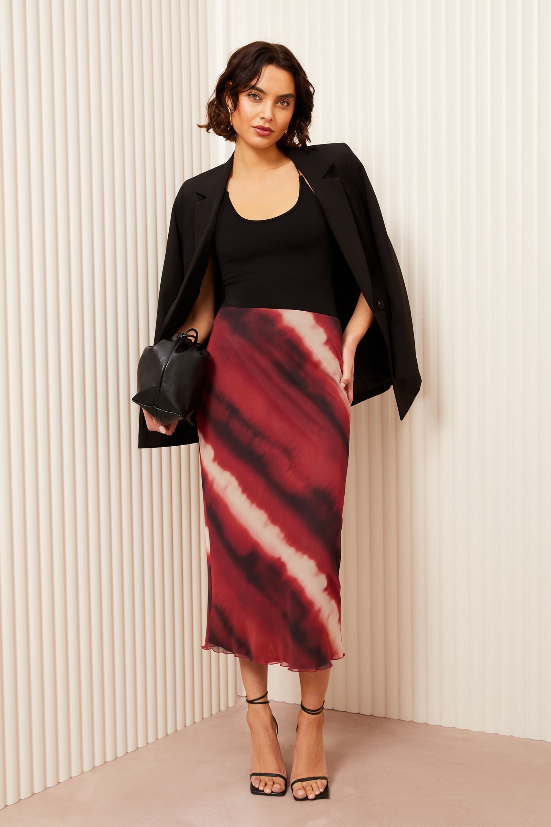 Red mesh maxi skirt outlet