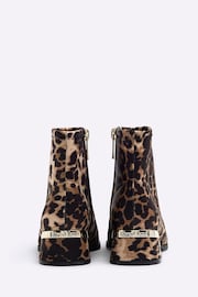 River Island Brown Girls Leopard Heeled Boots - Image 3 of 4