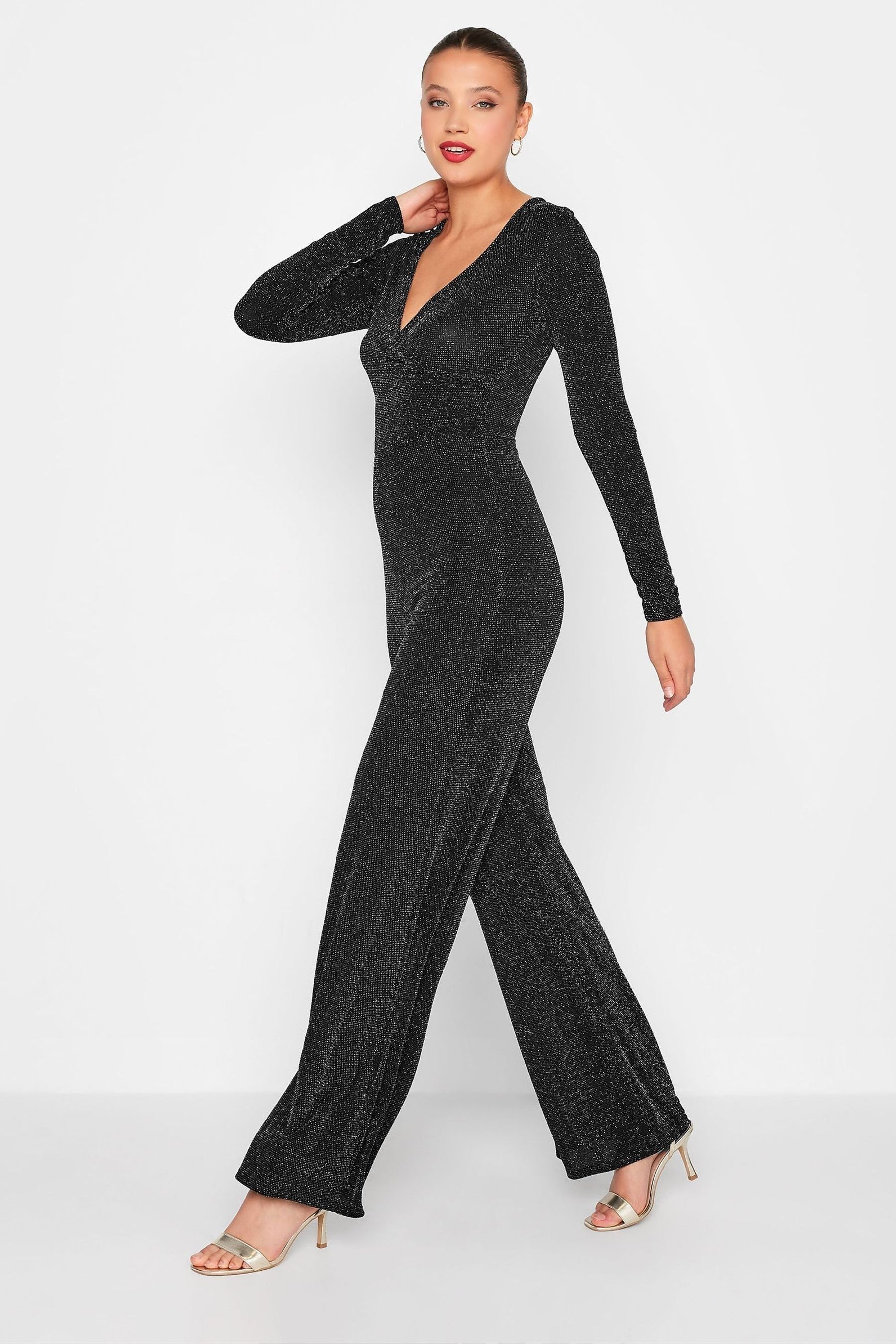 Buy Long Tall Sally Black Sparkle Wrap Jumpsuit from Next Gibraltar