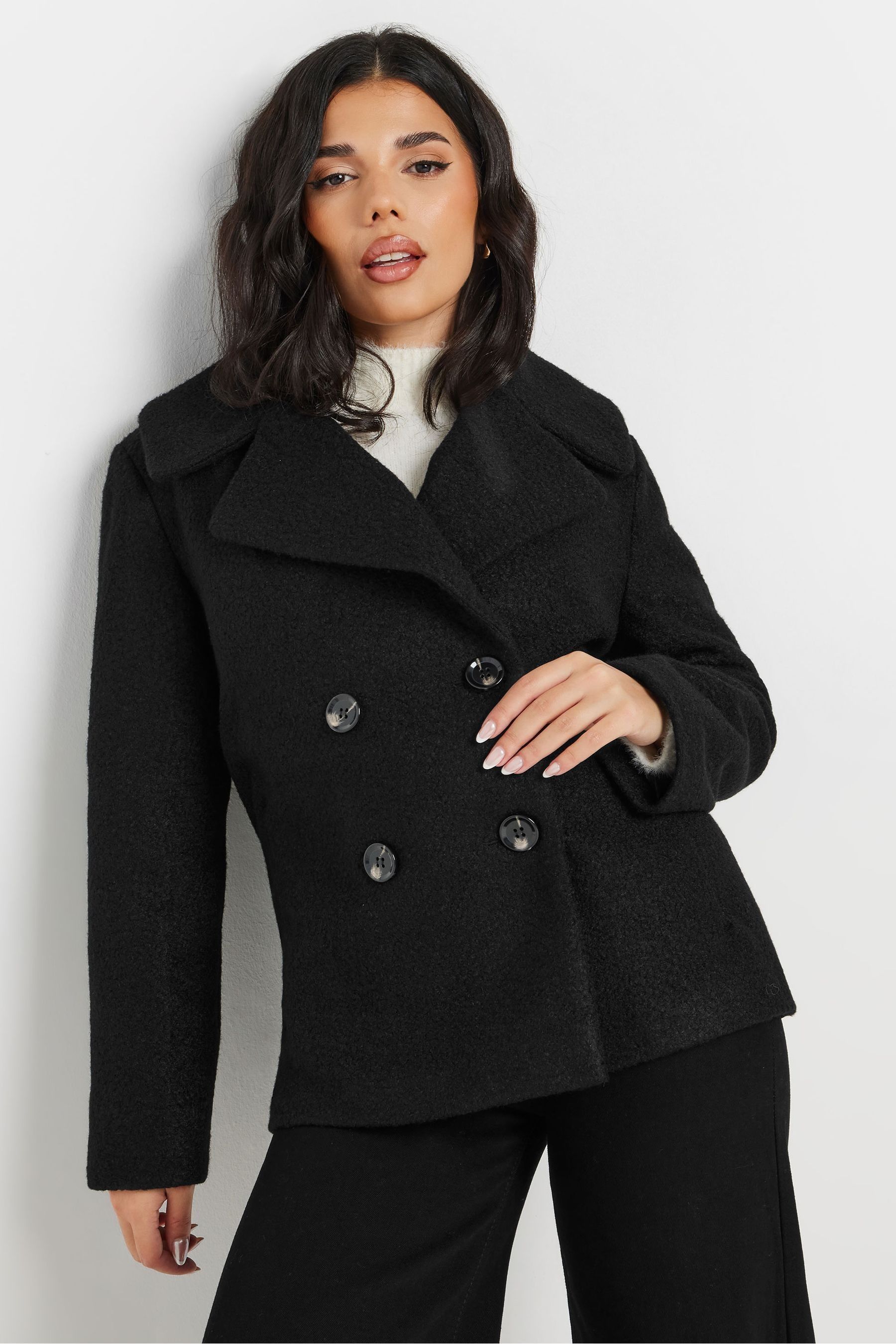 Petite black pea coat hot sale