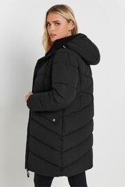 PixieGirl Petite Black Borg Hooded Midi Padded Coat - Image 3 of 5