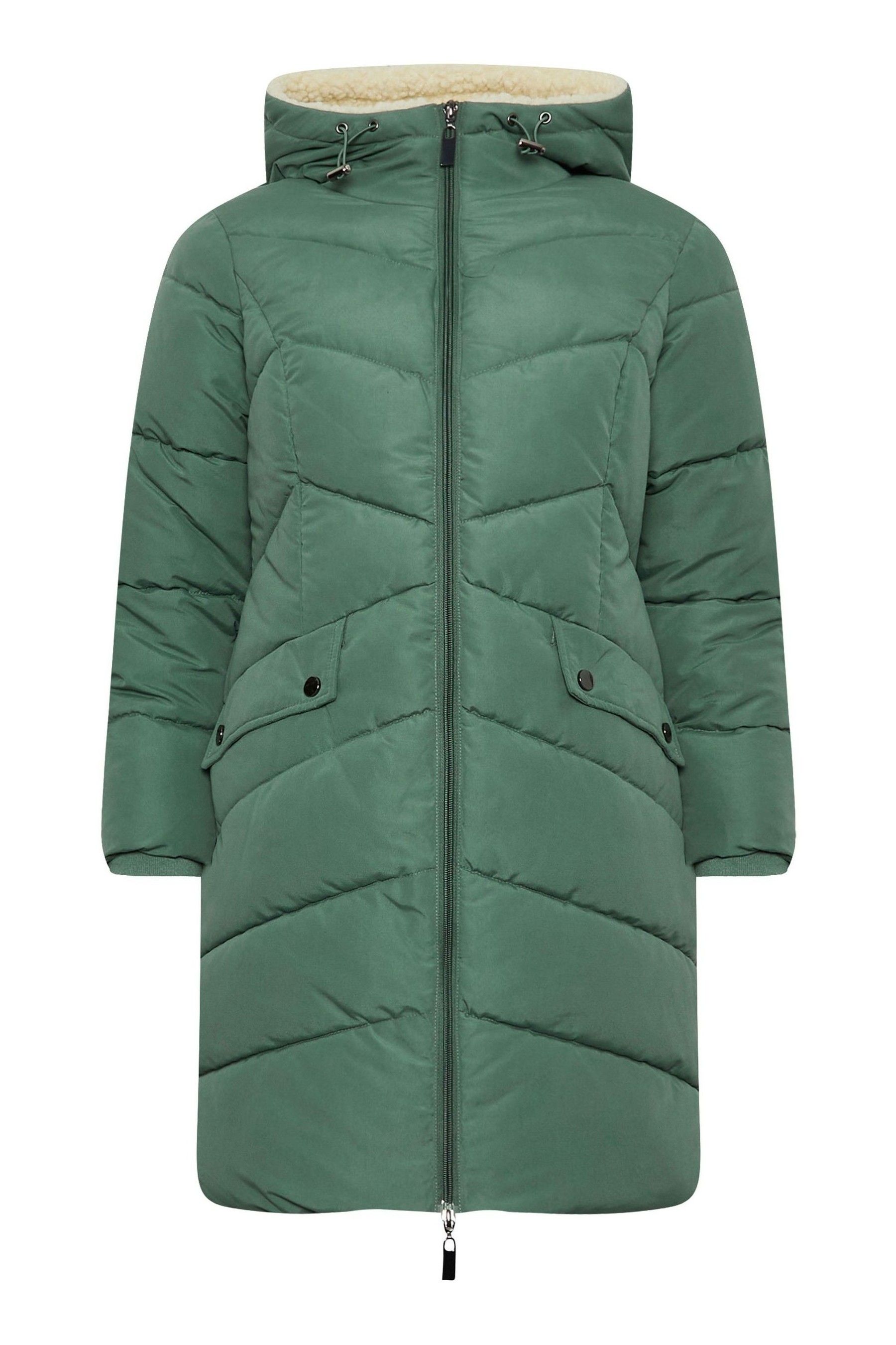 Buy PixieGirl Petite Green Borg Hooded Midi Padded Coat from the Next UK online shop