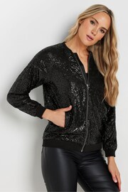 Long Tall Sally Black Sequin Bomber Jacket - Image 4 of 6