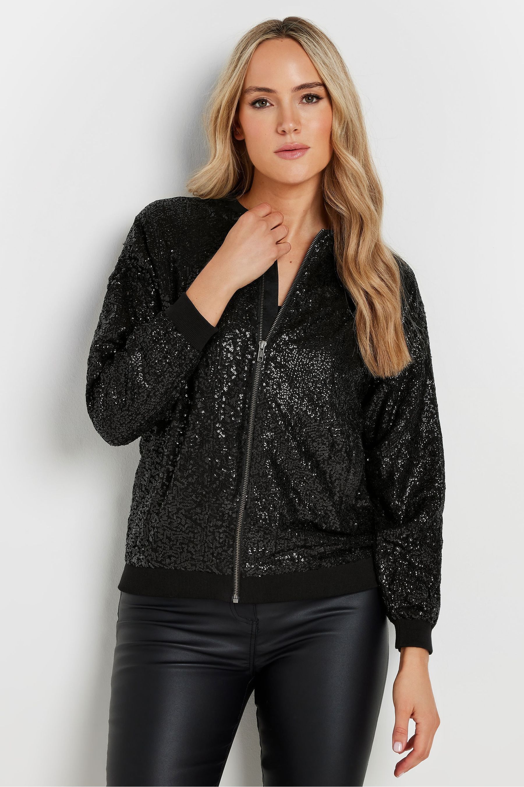Buy Long Tall Sally Black Sequin Bomber Jacket from Next Australia