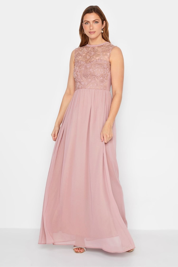 Long Tall Sally Pink Lace Chiffon Maxi Dress - Image 2 of 4