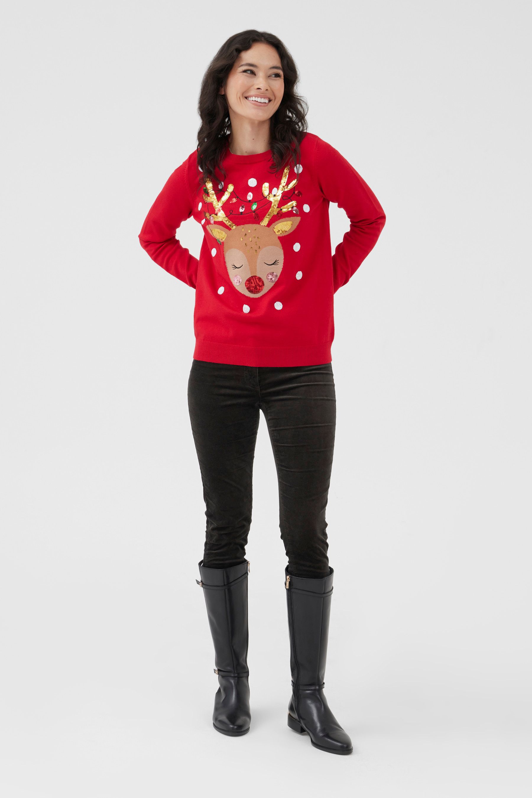 Buy Society 8 Red Womens Vixen Christmas Jumper from Next Slovakia