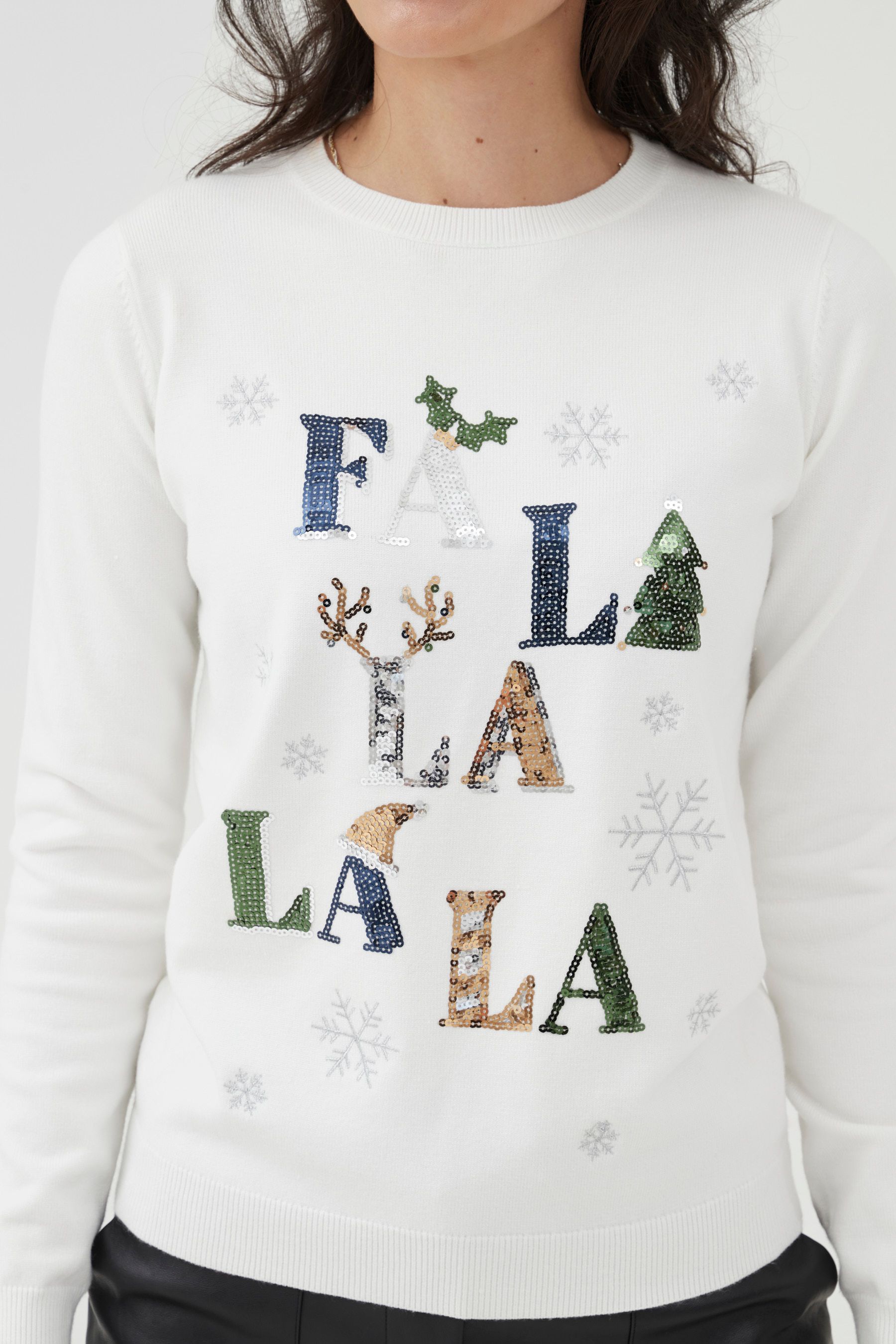 Buy Society 8 White Womens Fa La La Christmas Jumper from Next Luxembourg