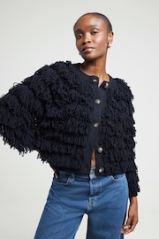 River Island Blue Fringe Knitted Cardigan - Image 1 of 4