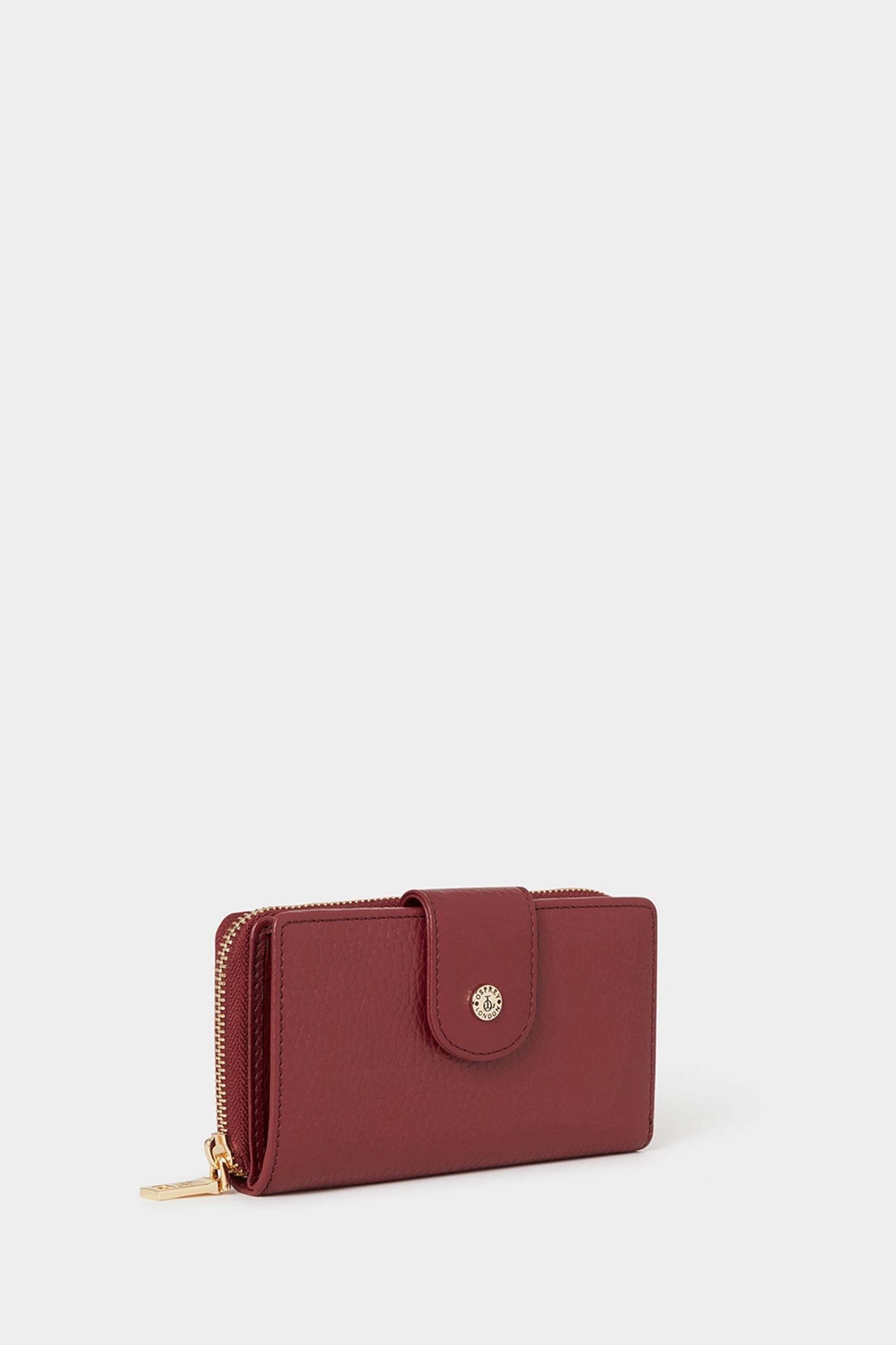 OSPREY LONDON Red The Carla Leather RFID Zip Round Purse