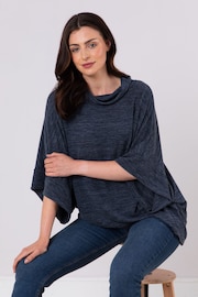 Lakeland Clothing Blue Lana Cowl Neck Poncho Top - Image 4 of 6