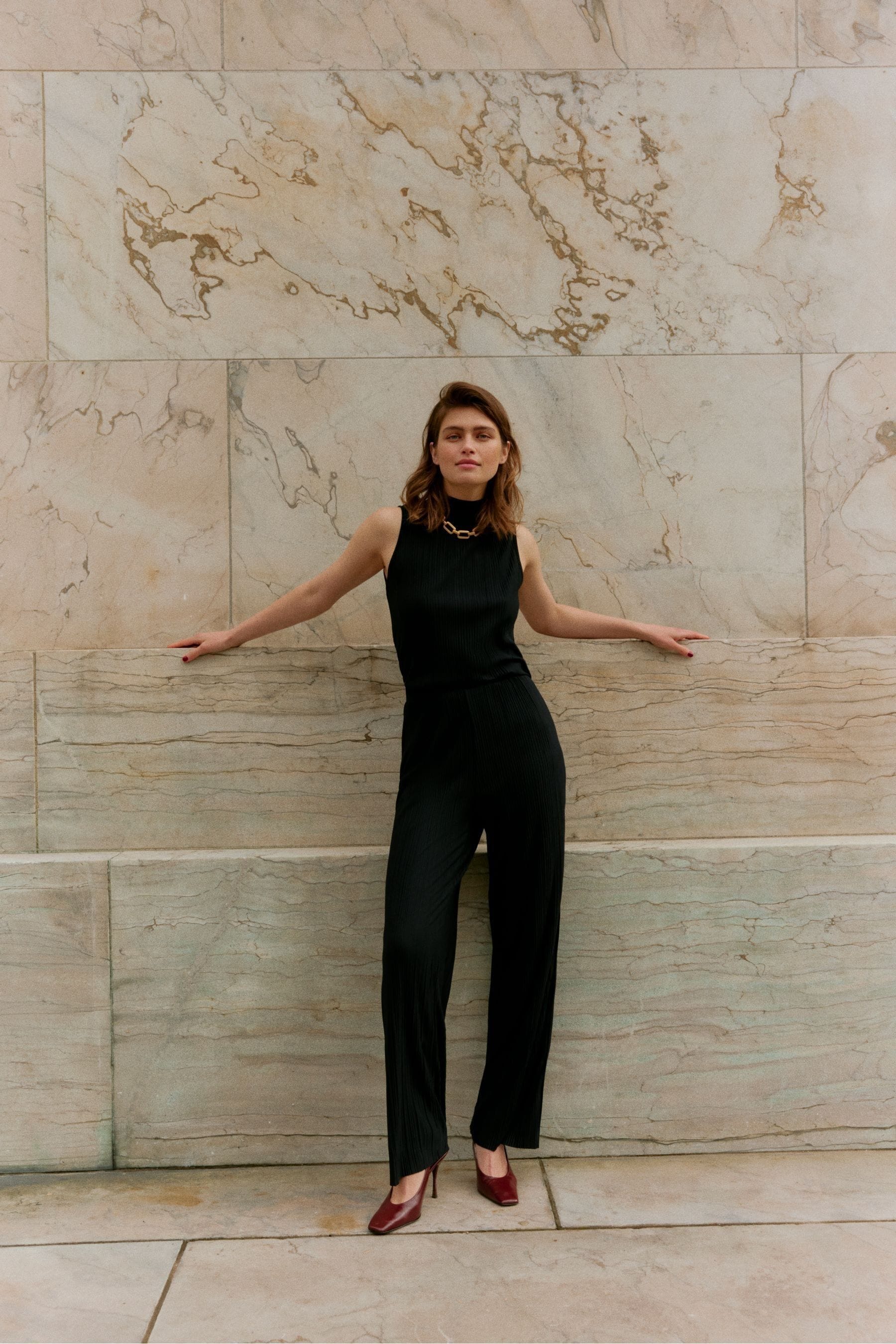 Buy VERO MODA Black High Neck Plisse Sleeveless Top from Next USA