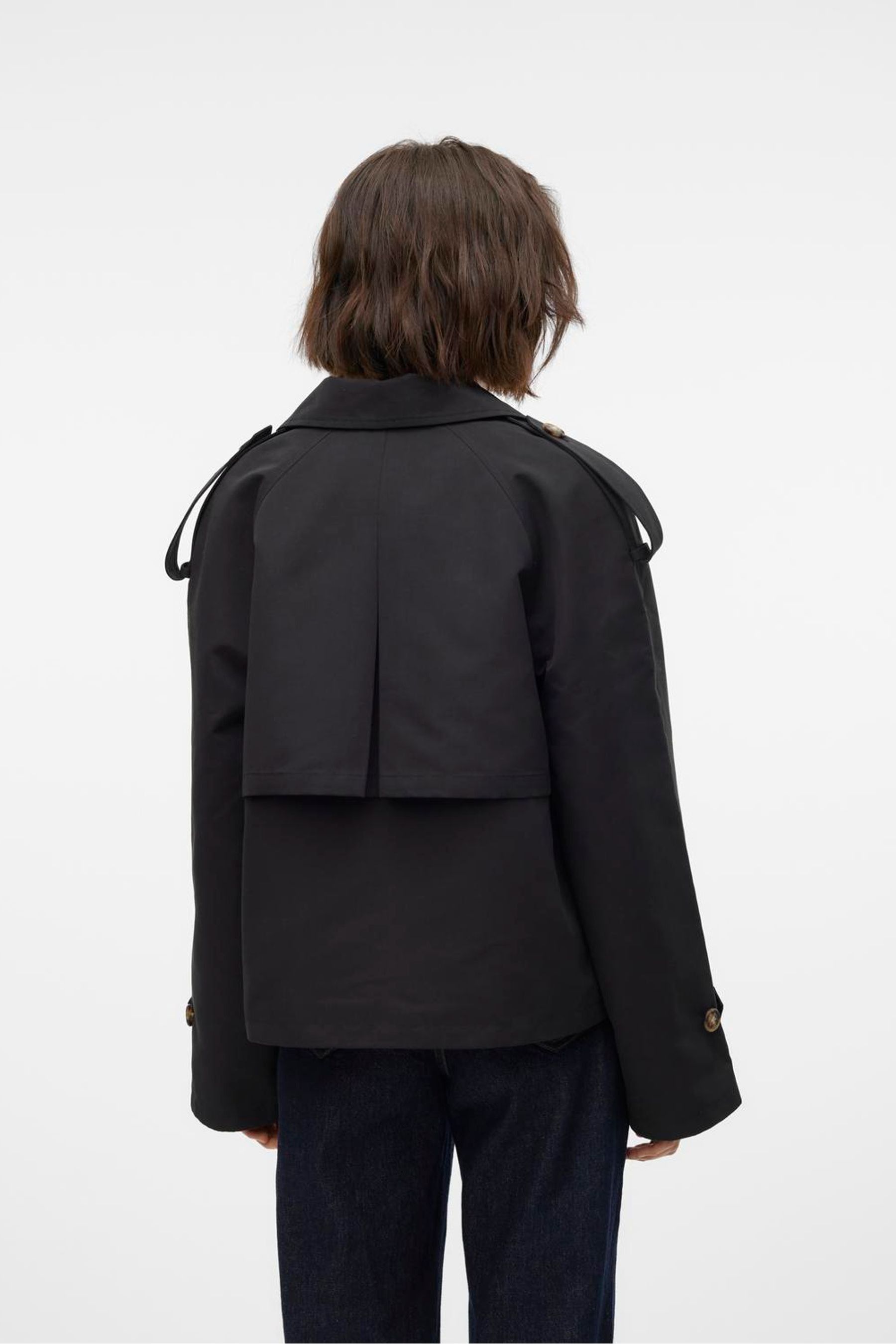 Vero moda black trench coat cheap