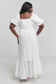 Simply Be White Square Neck Broderie Maxi 100% Cotton Dress - Image 2 of 4