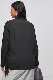 Simply Be Black Poplin Knot Front 100% Cotton Black Shirt - Image 2 of 4