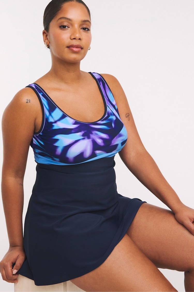 Simply Be Black Beach To Beach Swim Dress With Shorts - Image 1 of 4