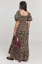 Simply Be Black Leopard Print Poplin 100% Cotton Maxi Dress - Image 2 of 4