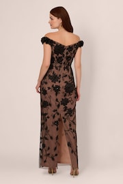 Adrianna Papell Off Shoulder Bead Long Black Dress - Image 2 of 7