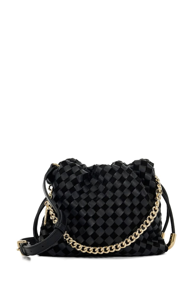 Dune London Black Small Primrose Woven Drawstring Bag - Image 1 of 5