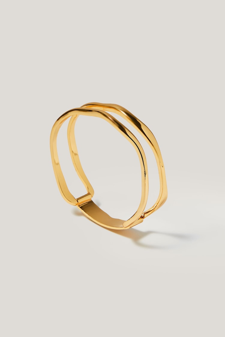 Jigsaw Gold Tone Organic Wave Bangle - Image 2 of 4