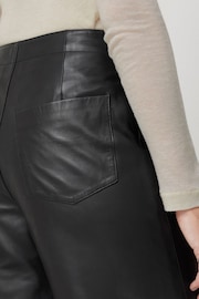 Jigsaw Black Leather Barrel Leg Trousers - Image 4 of 6