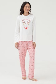 Society 8 White & Pink Womens Deer Family Pyjamas - Image 1 of 4