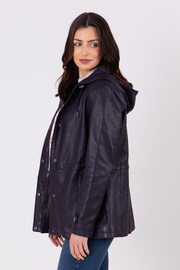 Lakeland Leather Purple Patterdale Hooded Coat in Plum - Image 8 of 8