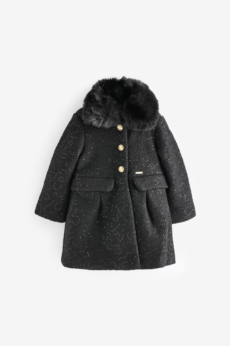 Nicole Miller Wool Black Coat - Image 1 of 1