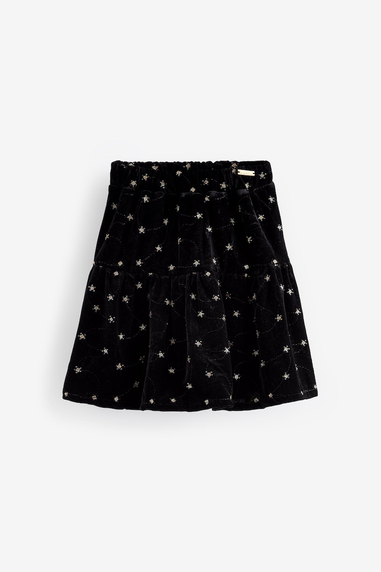 Nicole Miller Sequins Black Velvet Skirt - Image 1 of 1