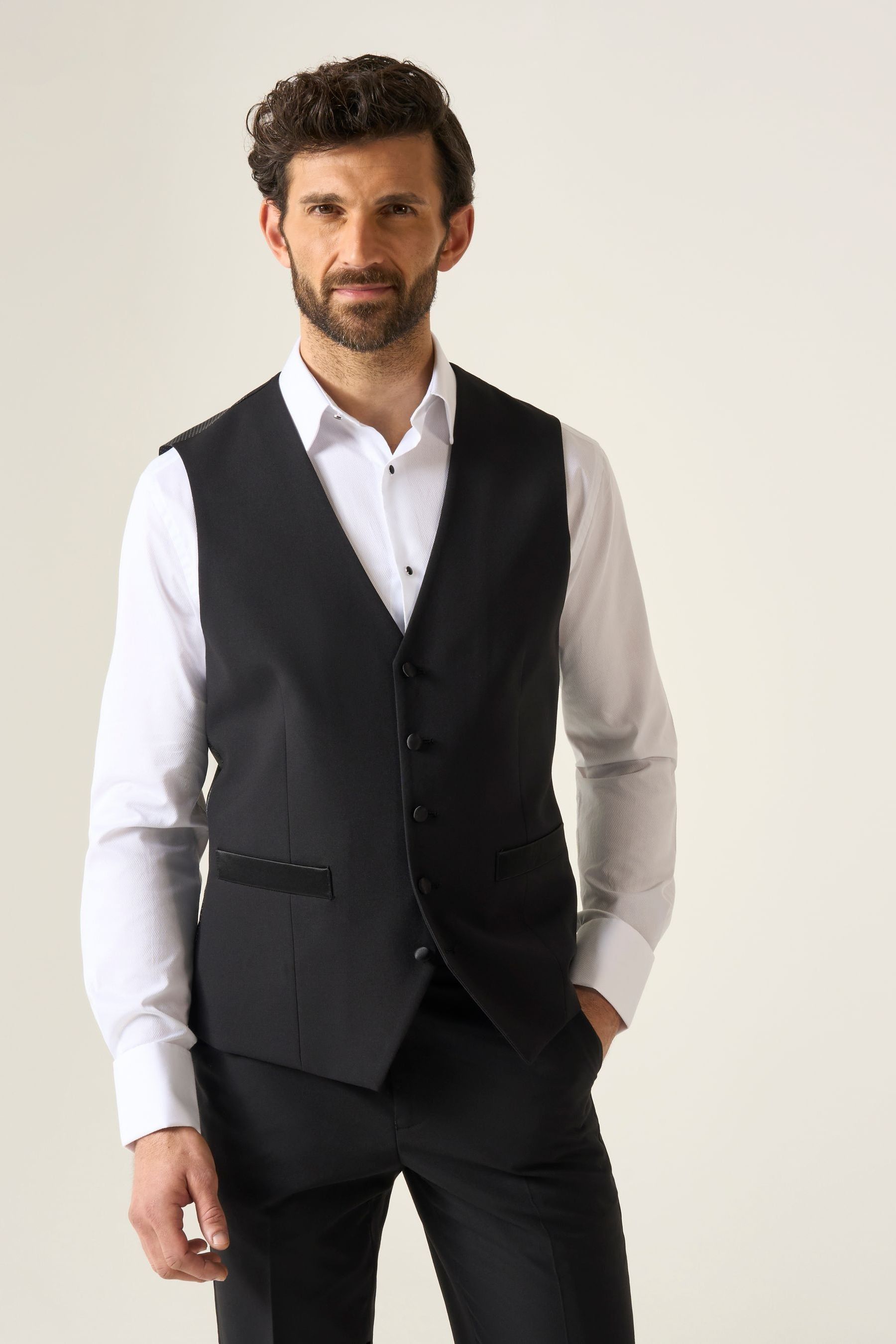 Buy Skopes Black Cavendish Single Breasted Dinner Suit Waistcoat from Next Oman