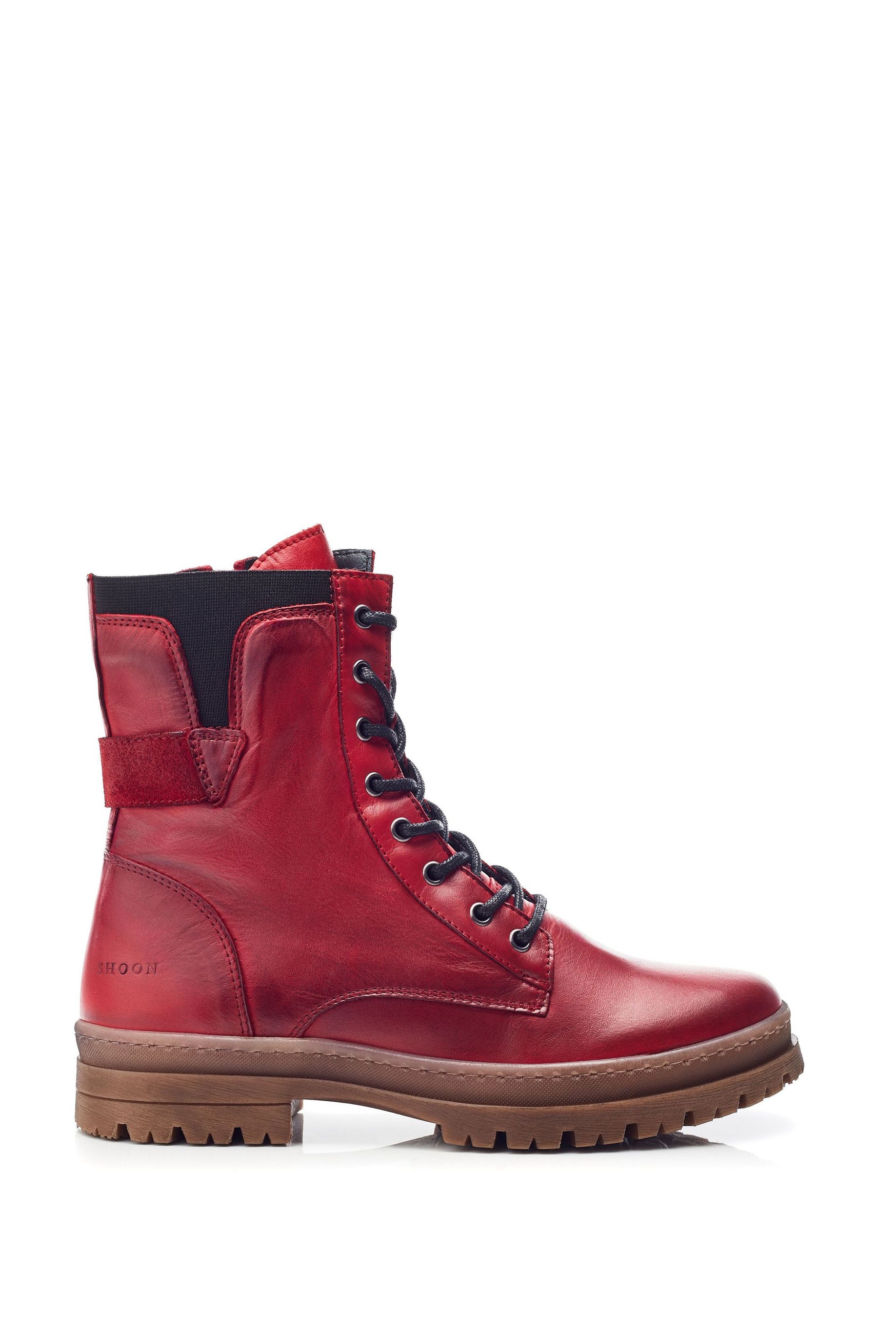Buy Moda in Pelle Red SH Odcombe Elastic Top Lace Up Biker Boots from Next Bahrain