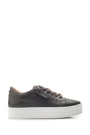 Moda in Pelle Green Abbiy Side Zip Lace up Chunky Leather Trainers - Image 1 of 4